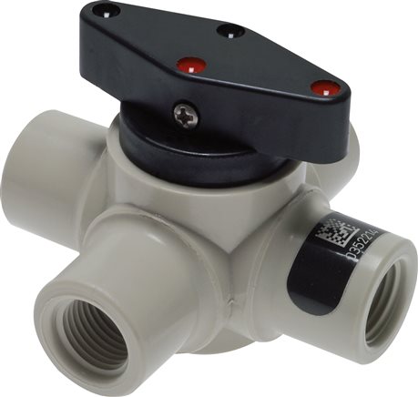 Exemplary representation: 4-way ball valve, polypropylene